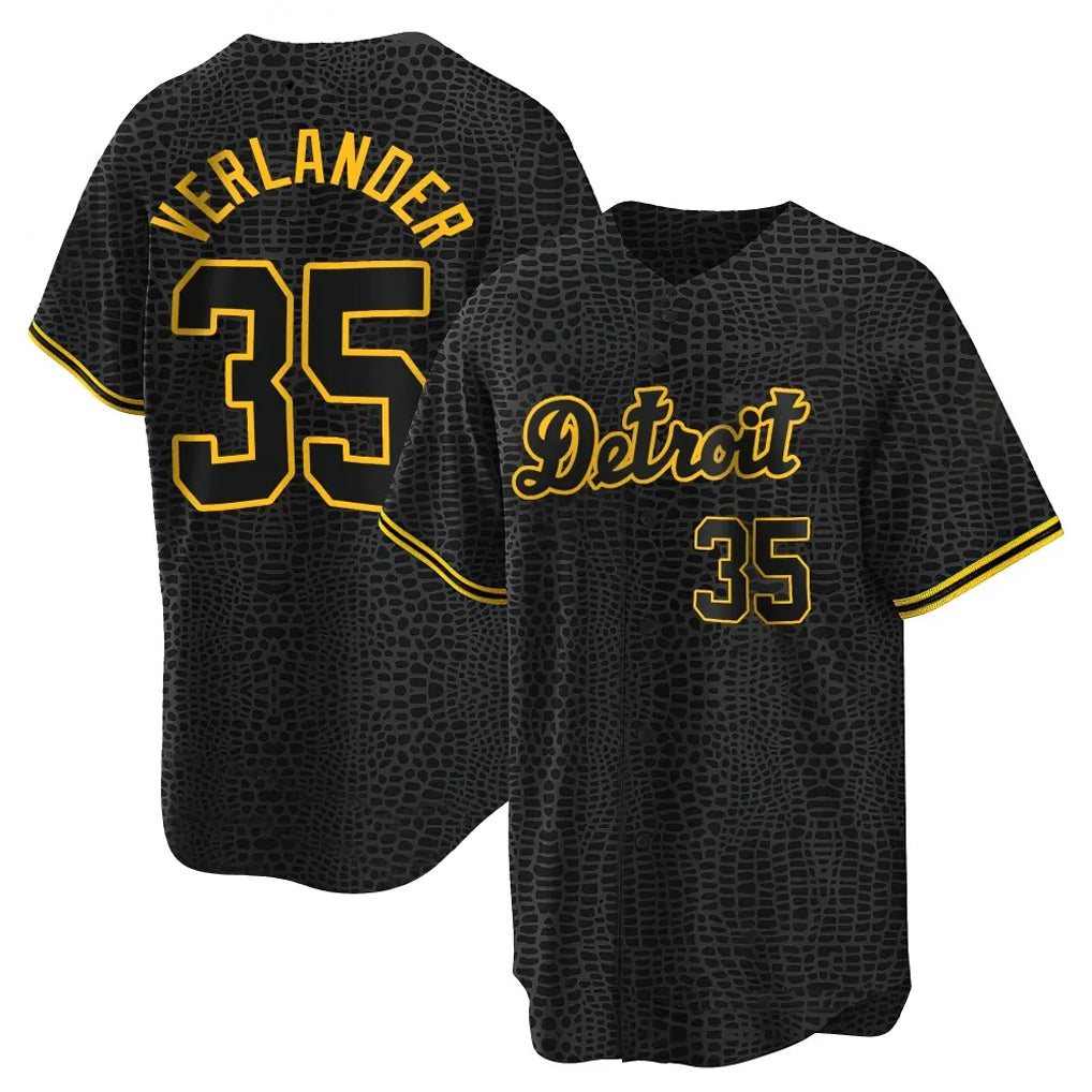 My Store D.Tigers #35 Justin Verlander Player Black Snake Skin City Home Game Stitched Jerseys