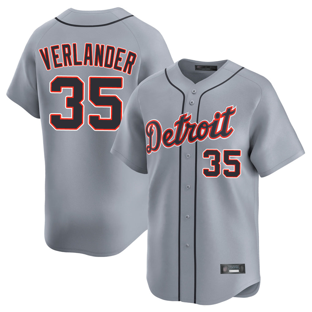 My Store D.Tigers #35 Justin Verlander Player Gray Home Limited Stitched Jerseys