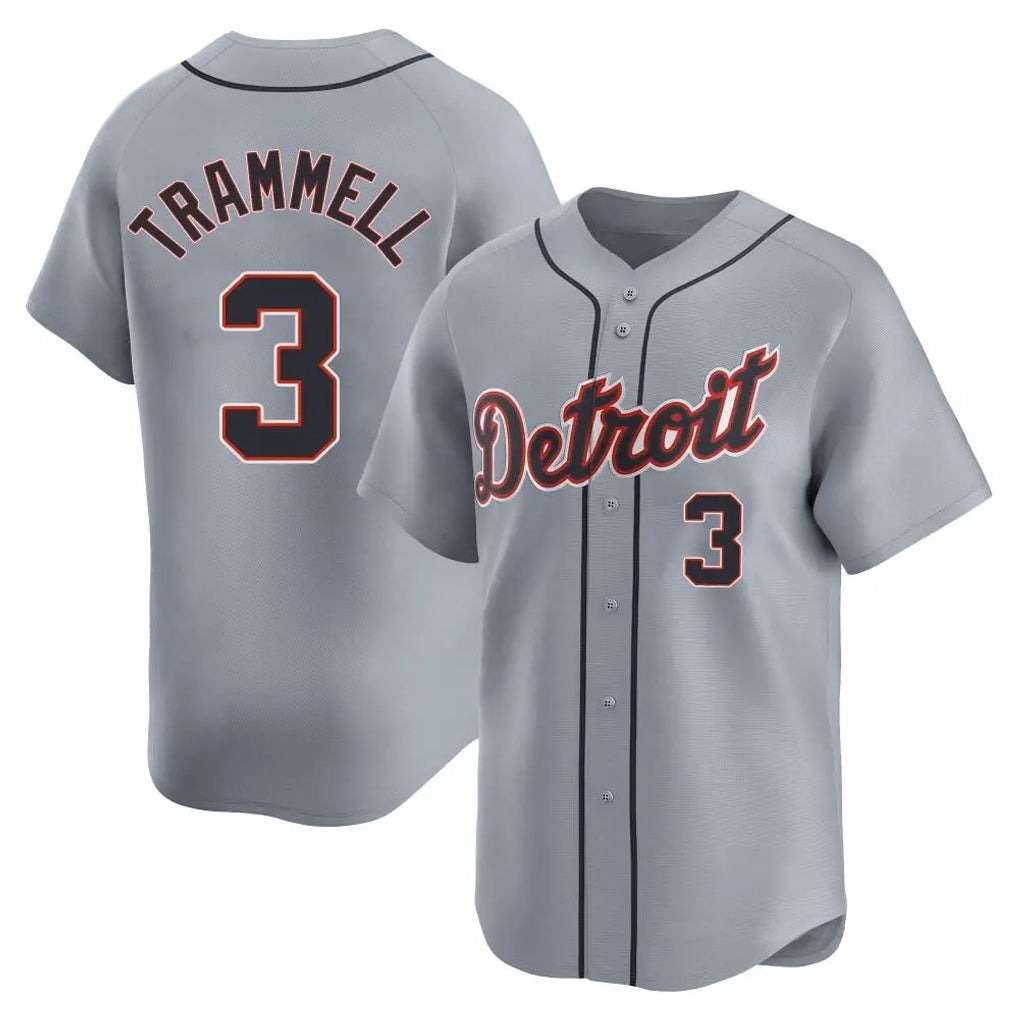 My Store D.Tigers #3 Alan Trammell Player Gray Home Limited Stitched Jerseys
