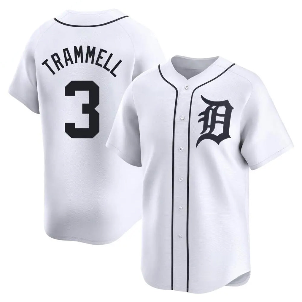 My Store D.Tigers #3 Alan Trammell Player White Home Limited Stitched Jerseys