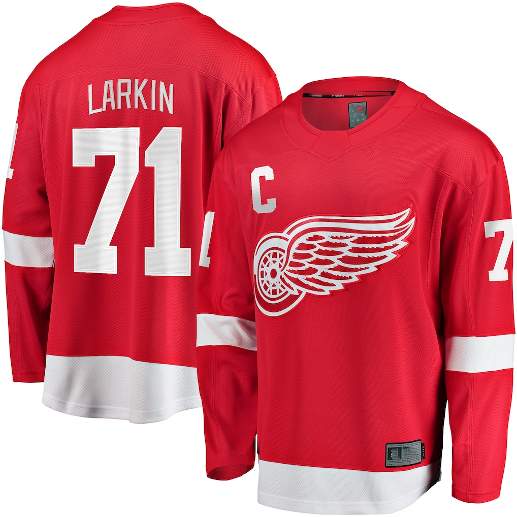My Store DR.Wings #71 Dylan Larkin Red 202324 Captain Breakaway Player Jerseys