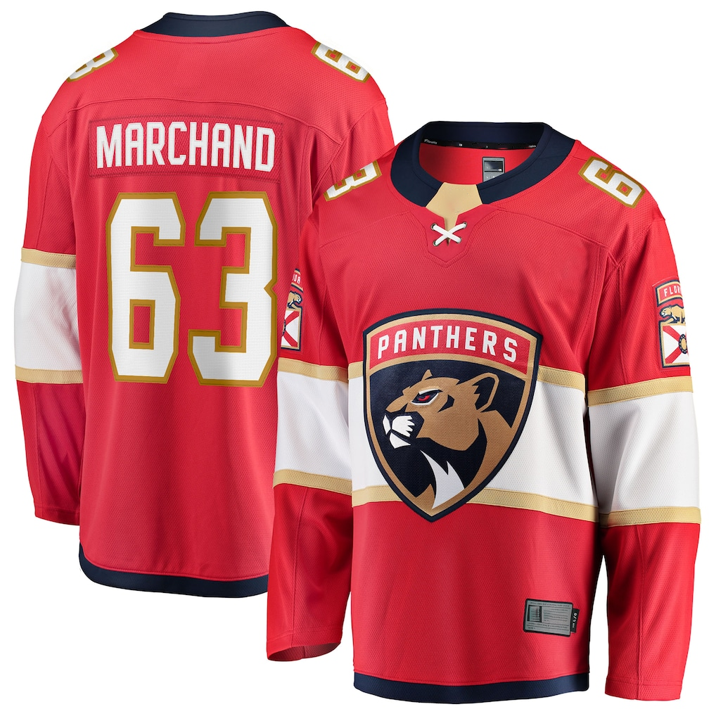My Store F.Panthers #63 Brad Marchand Red Home Breakaway Jerseys