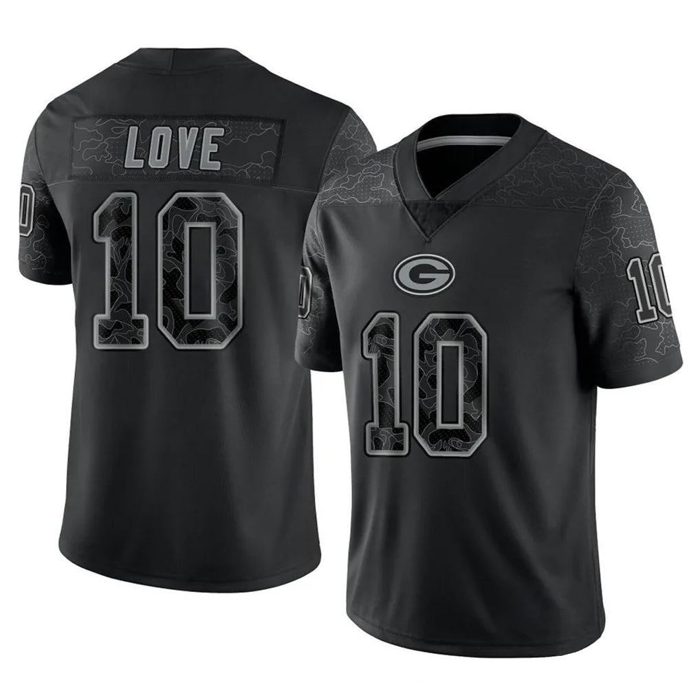 My Store GB.Packers #10 Jordan Love Player Black Reflective Limited Home Game Stitched Jerseys