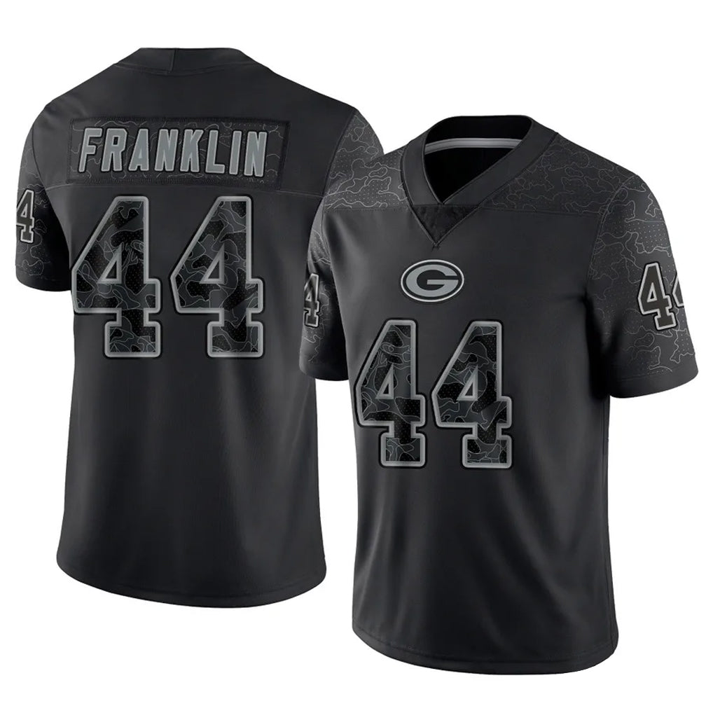 My Store GB.Packers #44 Zaire Franklin Player Black Reflective Limited Home Game Stitched Jerseys