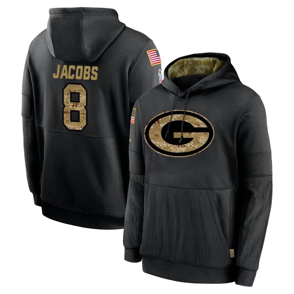My Store GB.Packers #8 Josh Jacobs Player Black Salute to Service Hoodies Limited Game Stitched Jerseys