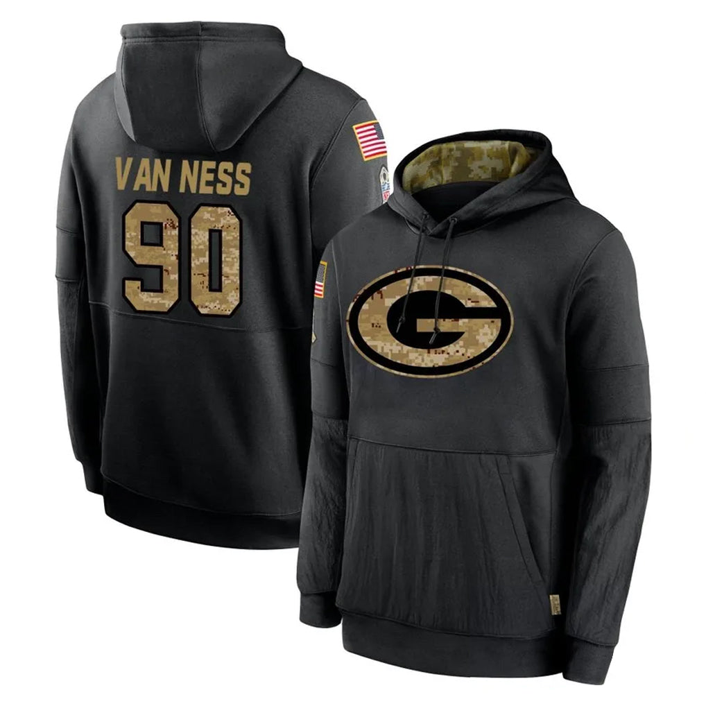 My Store GB.Packers #90 Lukas Van Ness Player Black Salute to Service Hoodies Limited Game Stitched Jerseys