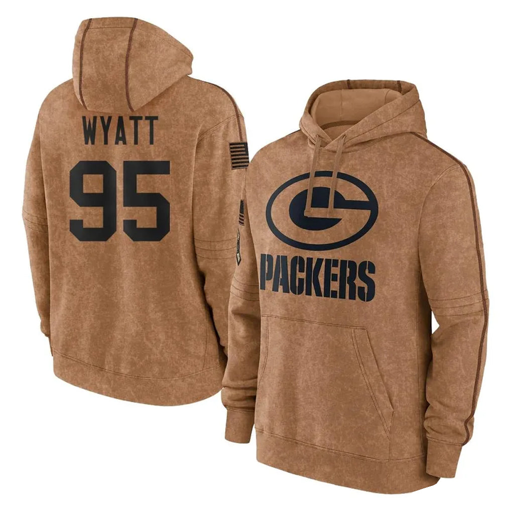 My Store GB.Packers #95 Devonte Wyatt Player Brown Salute to Service Hoodies Limited Game Stitched Jerseys