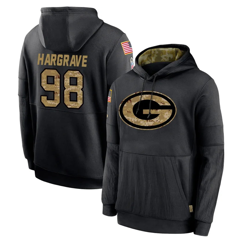 My Store GB.Packers #98 Javon Hargrave Player Black Salute to Service Hoodies Limited Game Stitched Jerseys