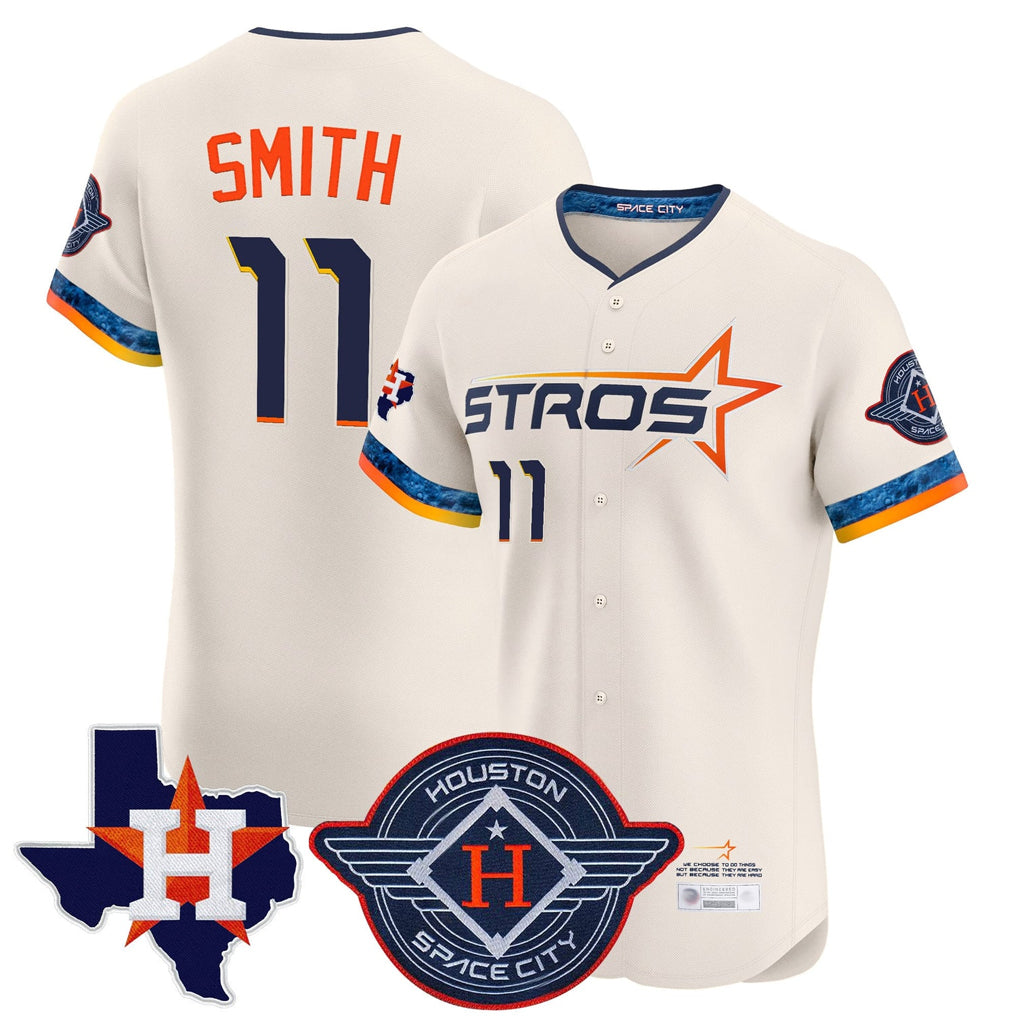 My Store H.Astros #11 Cam Smith Player Cream City Connect Texas Patch Vapor Premier Limited Elite Home Stitched Jerseys