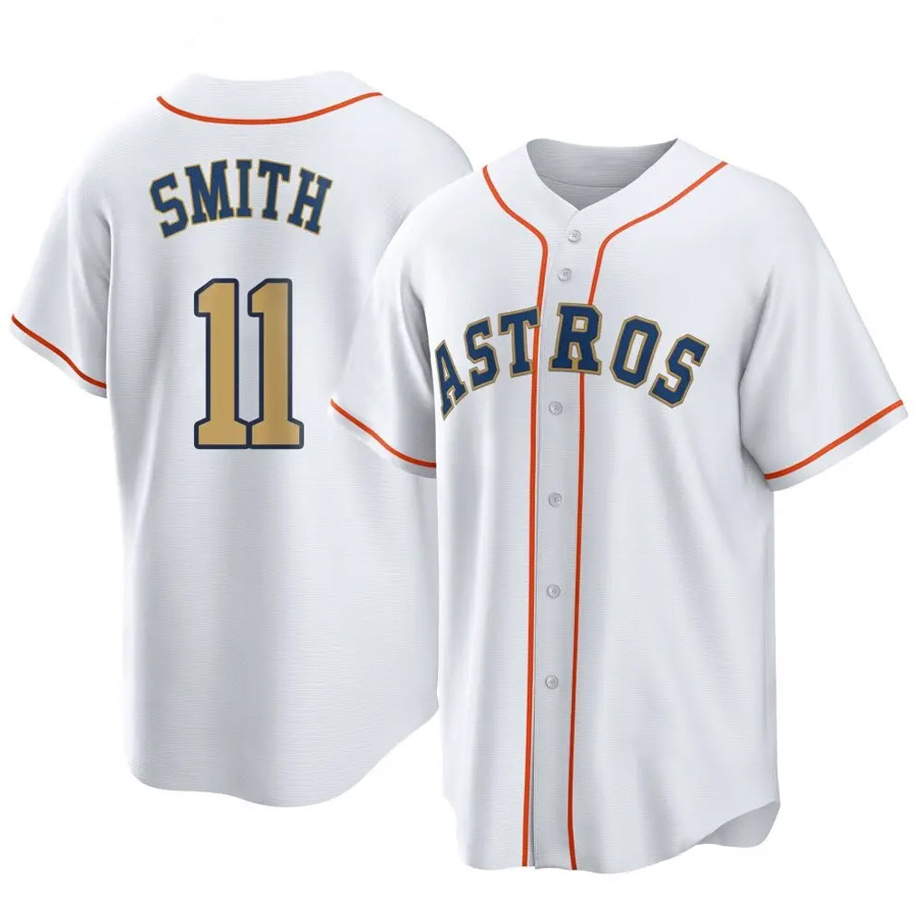 My Store H.Astros #11 Cam Smith Player Gold Collection Game Home Stitched Jerseys