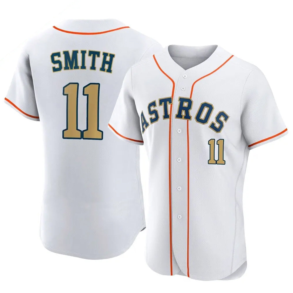 My Store H.Astros #11 Cam Smith Player Gold Collection Limited Elite Home Stitched Jerseys