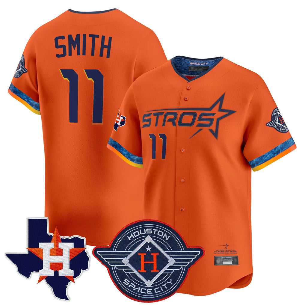 My Store H.Astros #11 Cam Smith Player Orange City Connect Texas Patch Vapor Premier Limited Home Stitched Jerseys