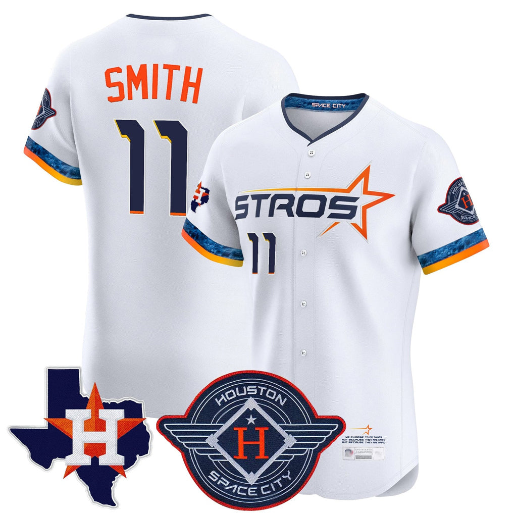 My Store H.Astros #11 Cam Smith Player White City Connect Texas Patch Vapor Premier Limited Elite Home Stitched Jerseys
