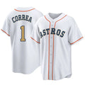 My Store H.Astros #1 Carlos Correa Player Gold Collection Game Home Stitched Jerseys