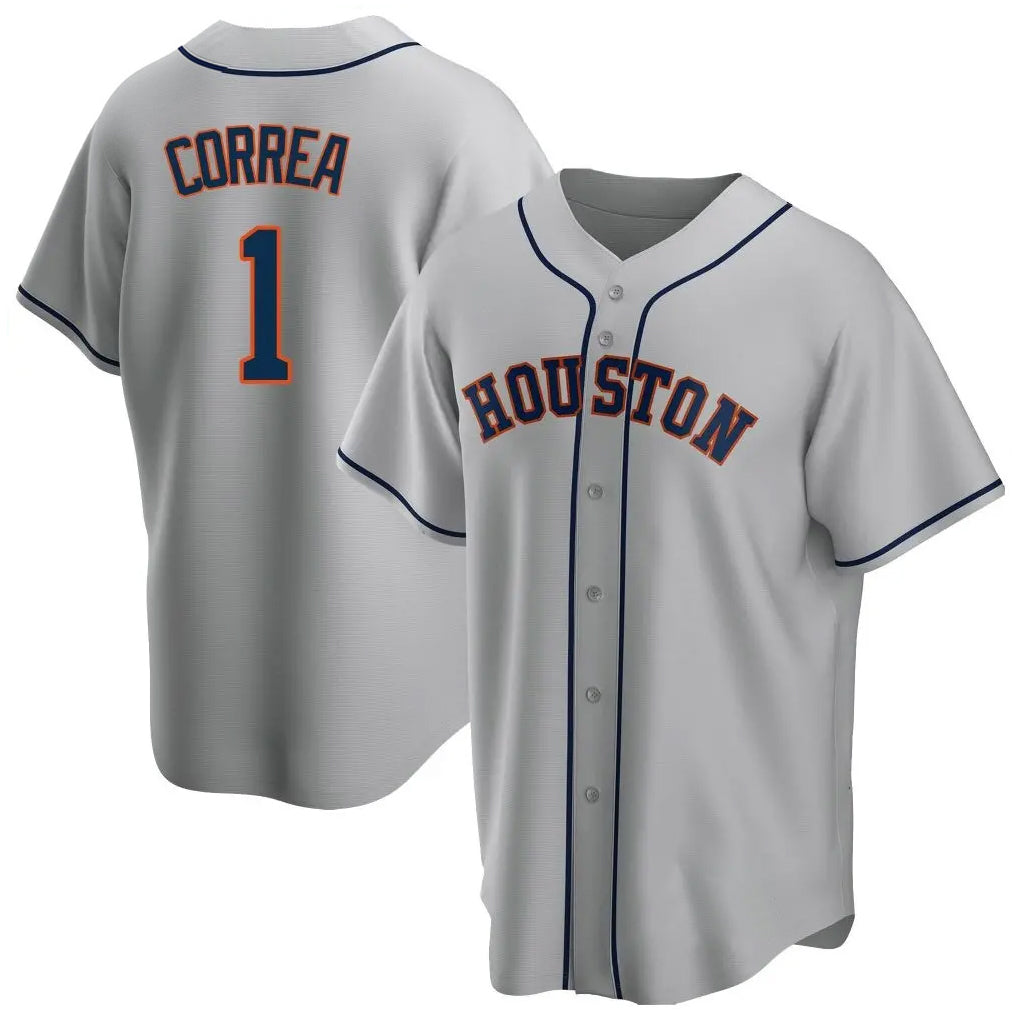 My Store H.Astros #1 Carlos Correa Player Gray Home Game Stitched Jerseys