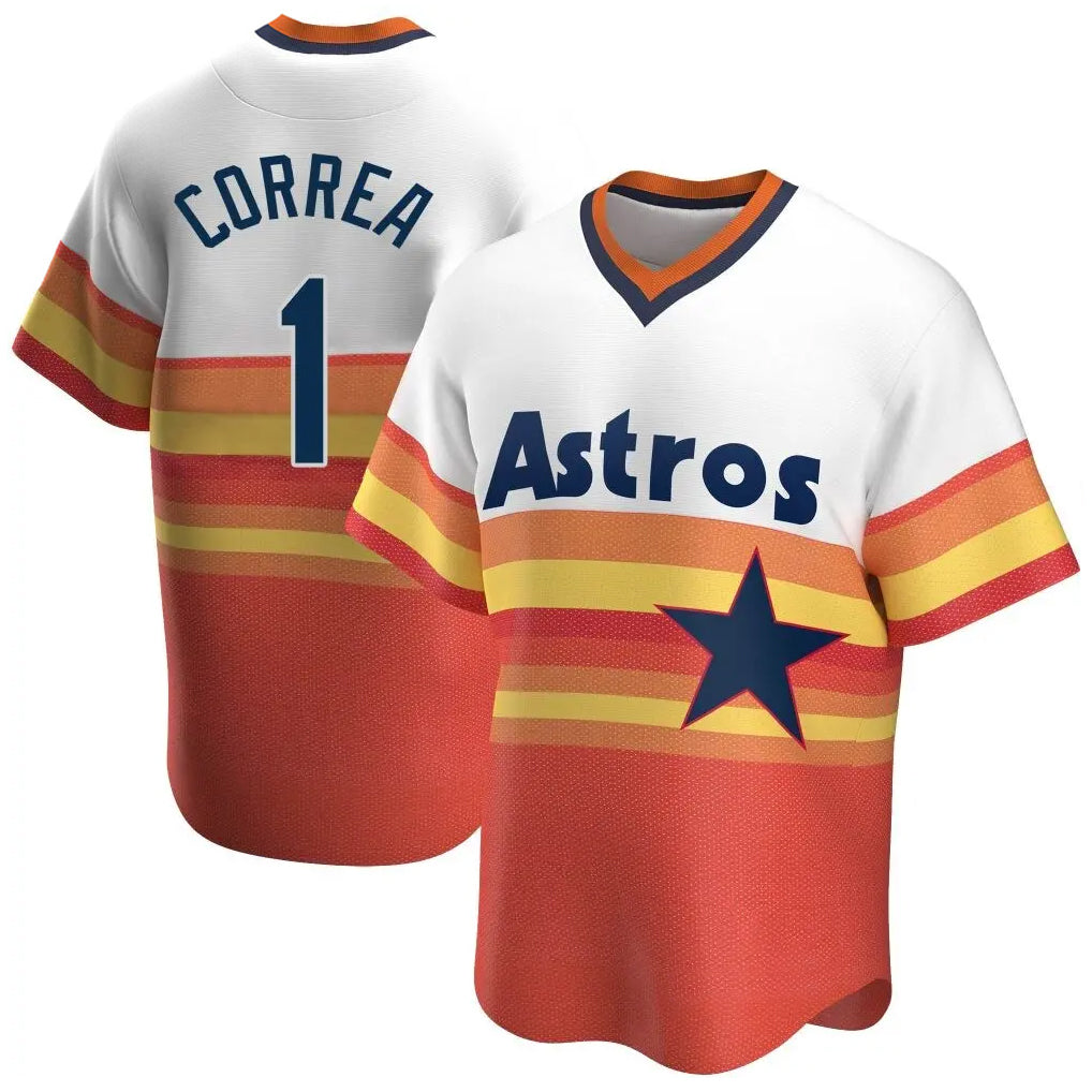 My Store H.Astros #1 Carlos Correa Player Rainbow Cooperstown Collection T-shirt Stitched Jerseys