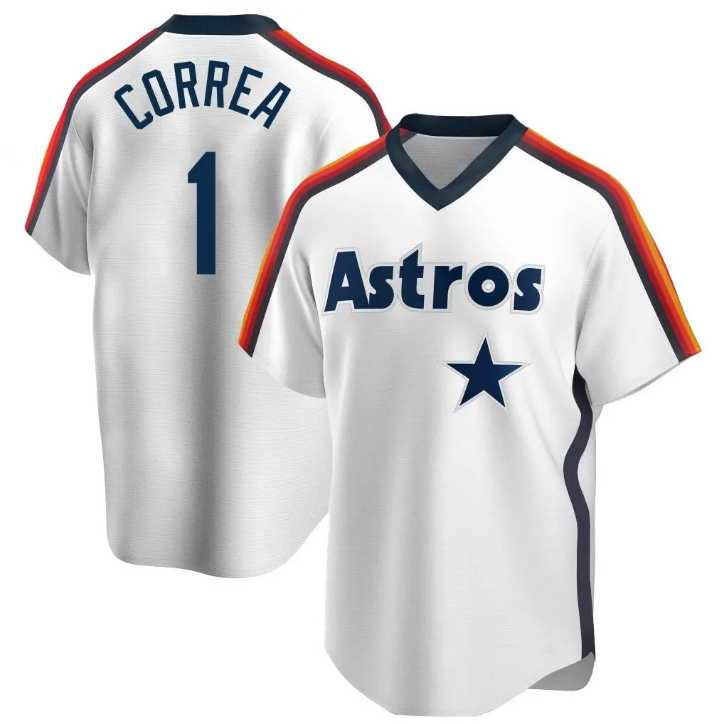 My Store H.Astros #1 Carlos Correa Player White Cooperstown Collection T-shirt Stitched Jerseys