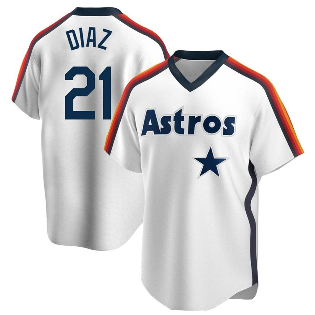 My Store H.Astros #21 Yainer Diaz Player White Cooperstown Collection T-shirt Stitched Jerseys