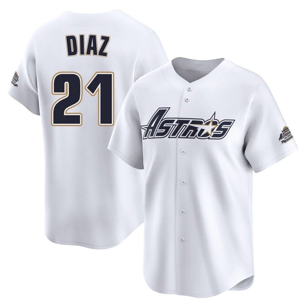 My Store H.Astros #21 Yainer Diaz Player White Throwback Cooperstown Collection Limited Stitched Jerseys