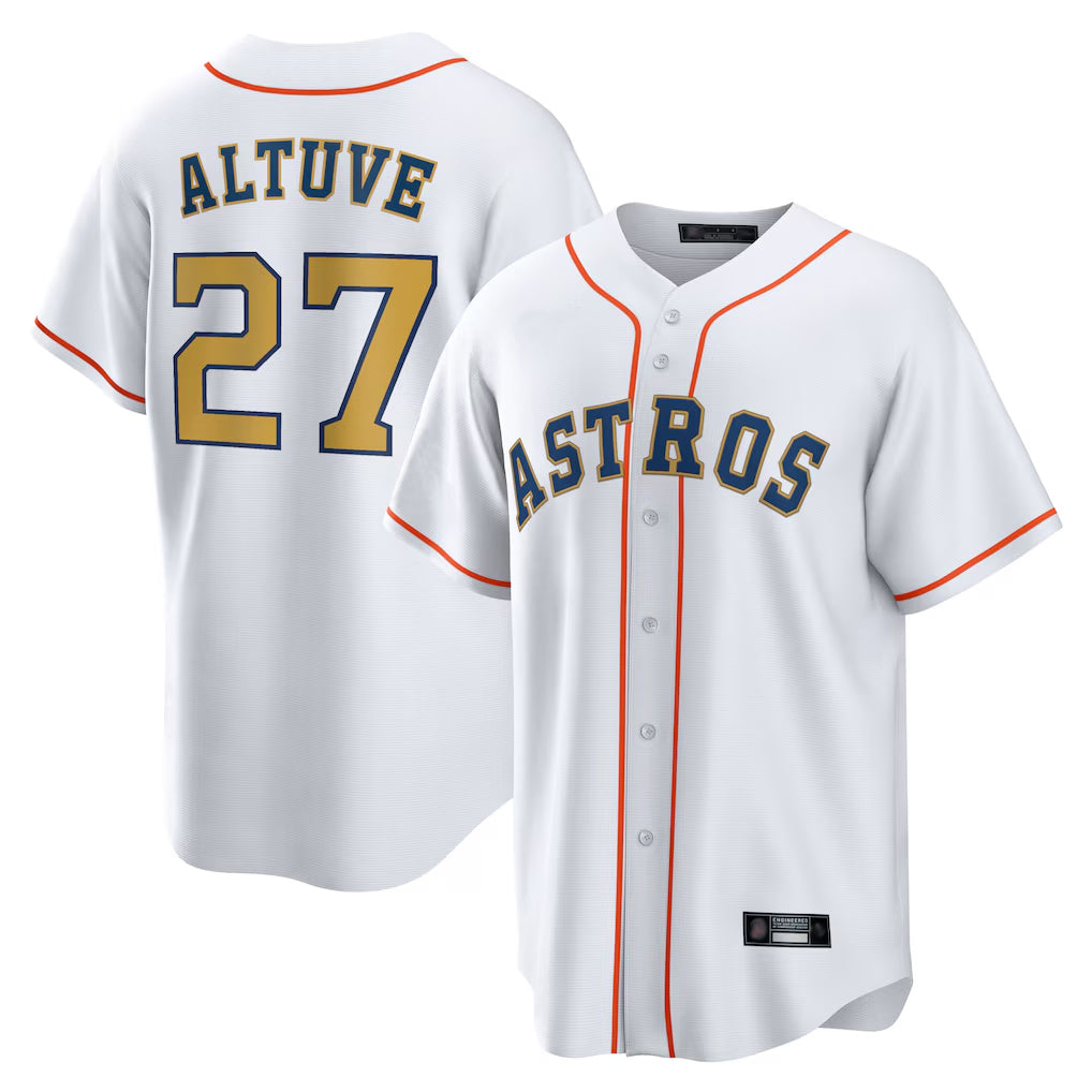 My Store H.Astros #27 Jose Altuve Player Gold Collection Game Home Stitched Jerseys