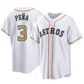 My Store H.Astros #3 Jeremy Pe?a Player Gold Collection Game Home Stitched Jerseys