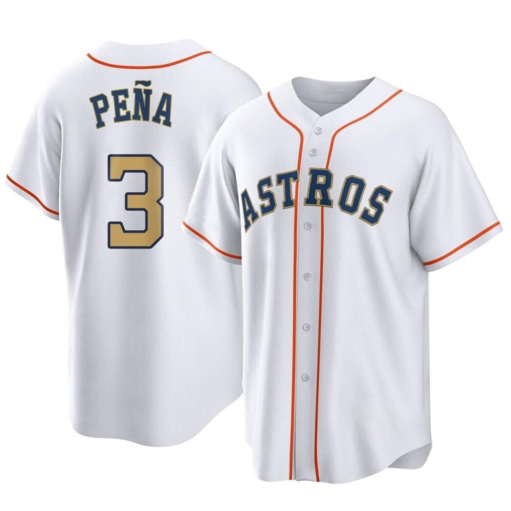 My Store H.Astros #3 Jeremy Pe?a Player Gold Collection Game Home Stitched Jerseys