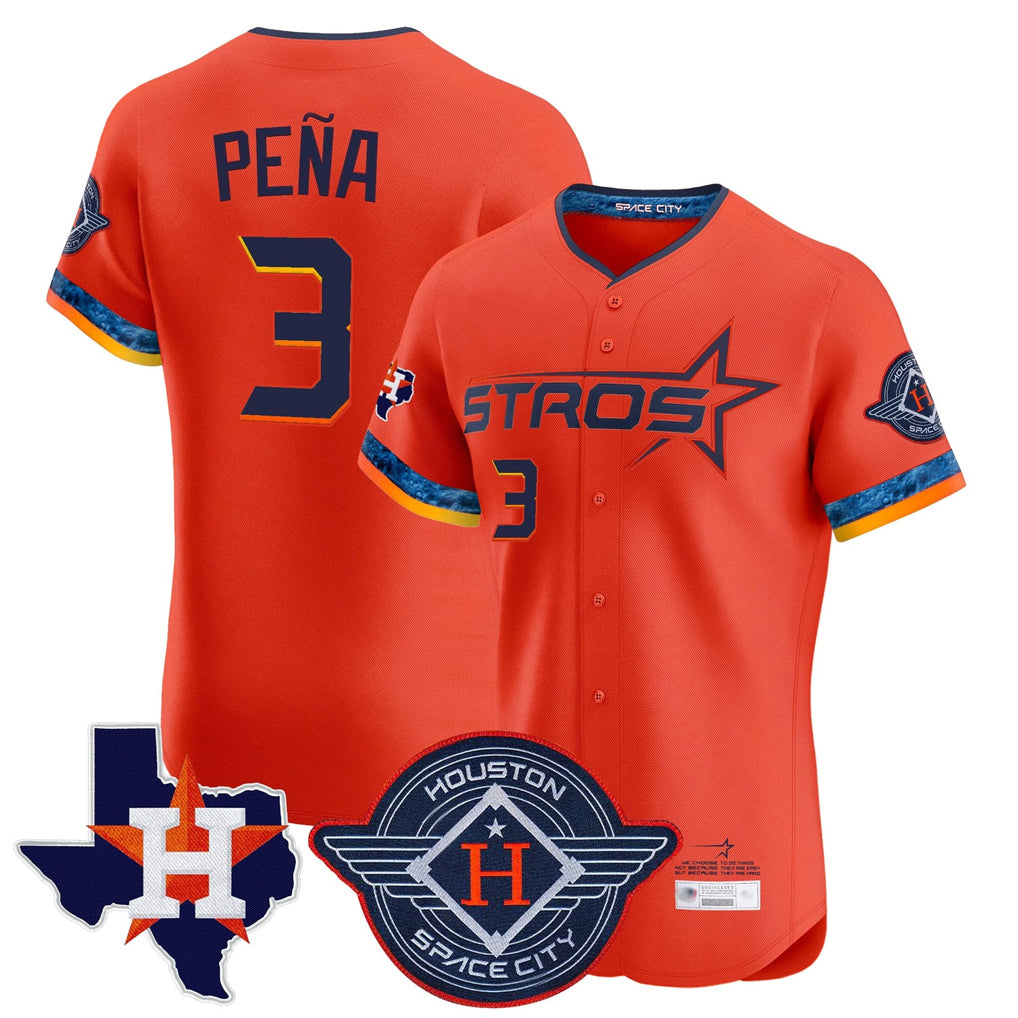 My Store H.Astros #3 Jeremy Pe?a Player Orange City Connect Texas Patch Vapor Premier Limited Elite Home Stitched Jerseys