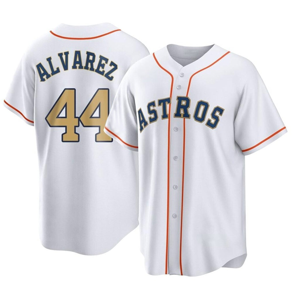 My Store H.Astros #44 Yordan Alvarez Player Gold Collection Game Home Stitched Jerseys
