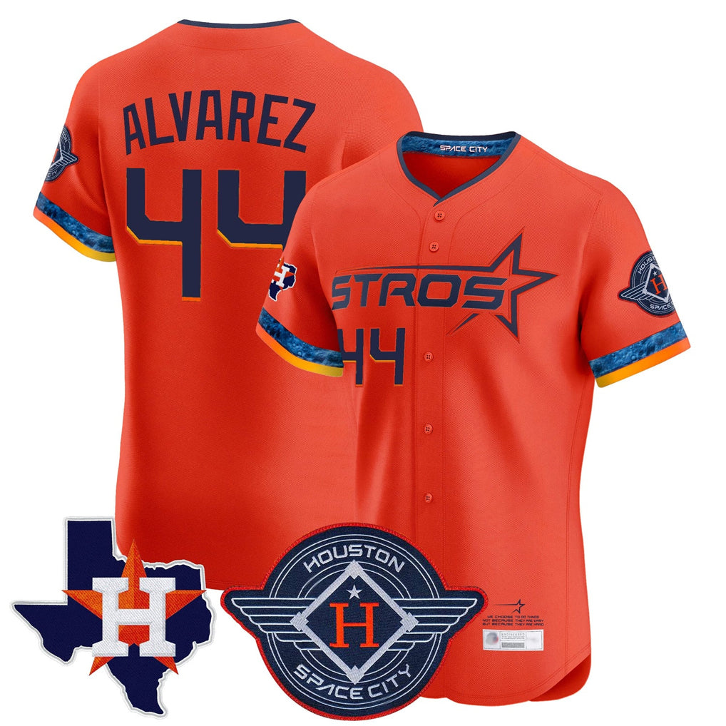 My Store H.Astros #44 Yordan Alvarez Player Orange City Connect Texas Patch Vapor Premier Limited Elite Home Stitched Jerseys