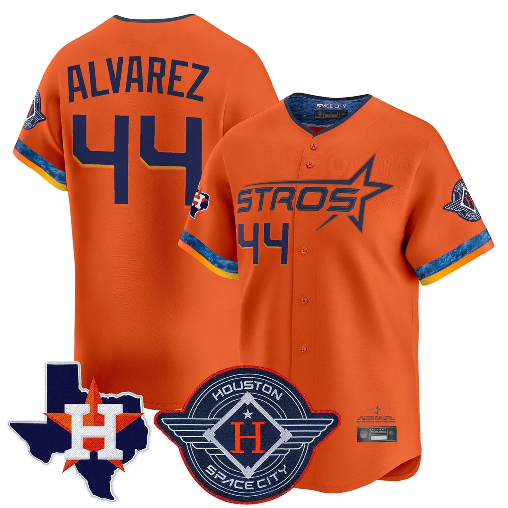 My Store H.Astros #44 Yordan Alvarez Player Orange City Connect Texas Patch Vapor Premier Limited Home Stitched Jerseys