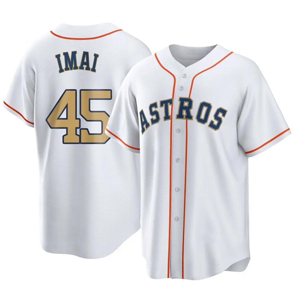 My Store H.Astros #45 Tatsuya Imai Player Gold Collection Game Home Stitched Jerseys
