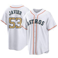 My Store H.Astros #53 Cristian Javier Player Gold Collection Game Home Stitched Jerseys