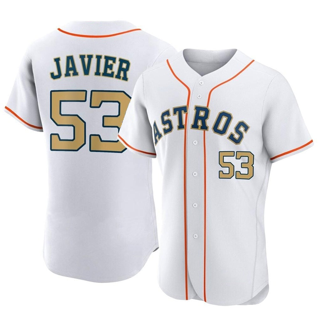 My Store H.Astros #53 Cristian Javier Player Gold Collection Limited Elite Home Stitched Jerseys