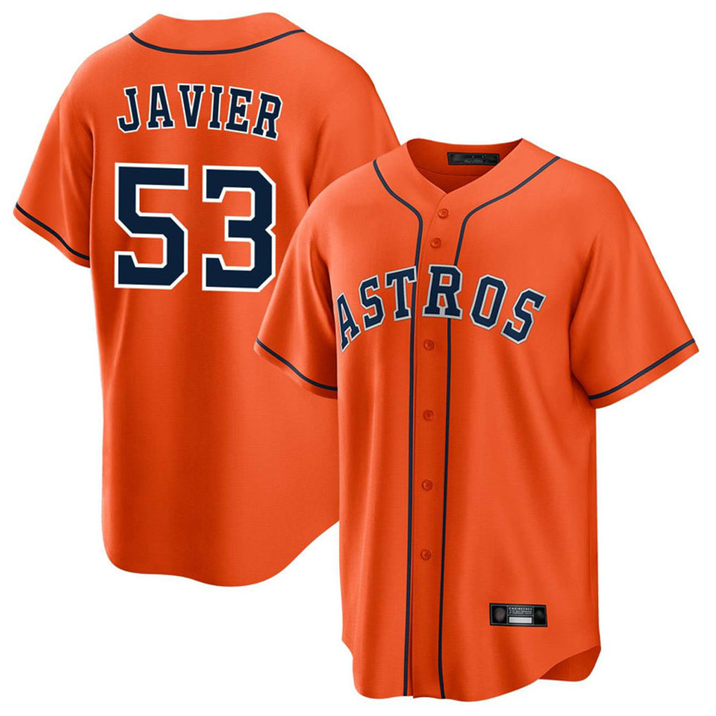 My Store H.Astros #53 Cristian Javier Player Orange Home Game Stitched Jerseys