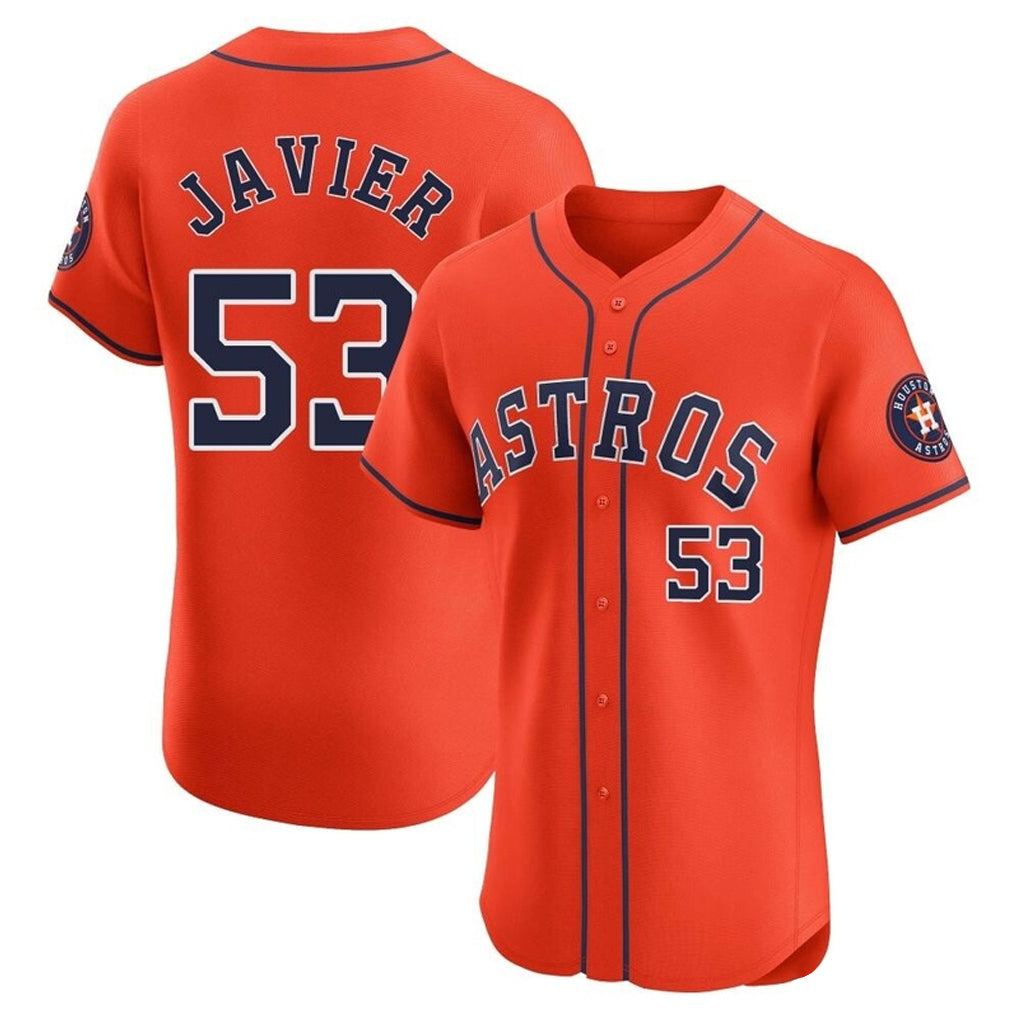 My Store H.Astros #53 Cristian Javier Player Orange Home Limited Elite Stitched Jerseys
