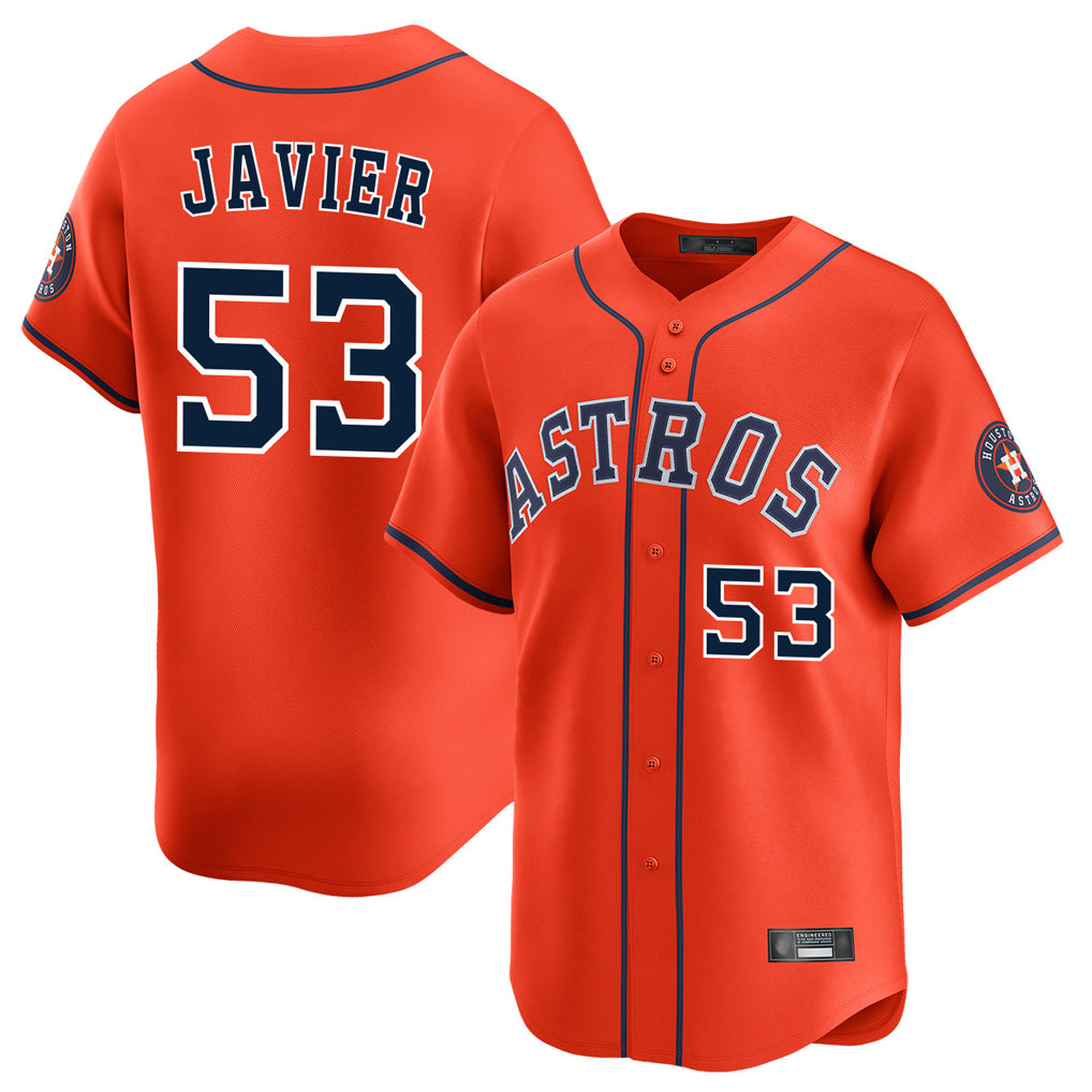 My Store H.Astros #53 Cristian Javier Player Orange Home Limited Stitched Jerseys