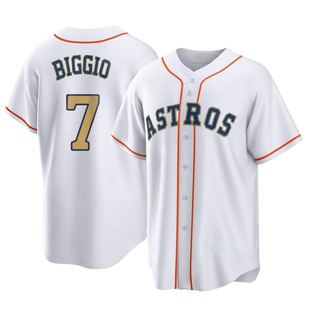 My Store H.Astros #7 Craig Biggio Player Gold Collection Game Home Stitched Jerseys
