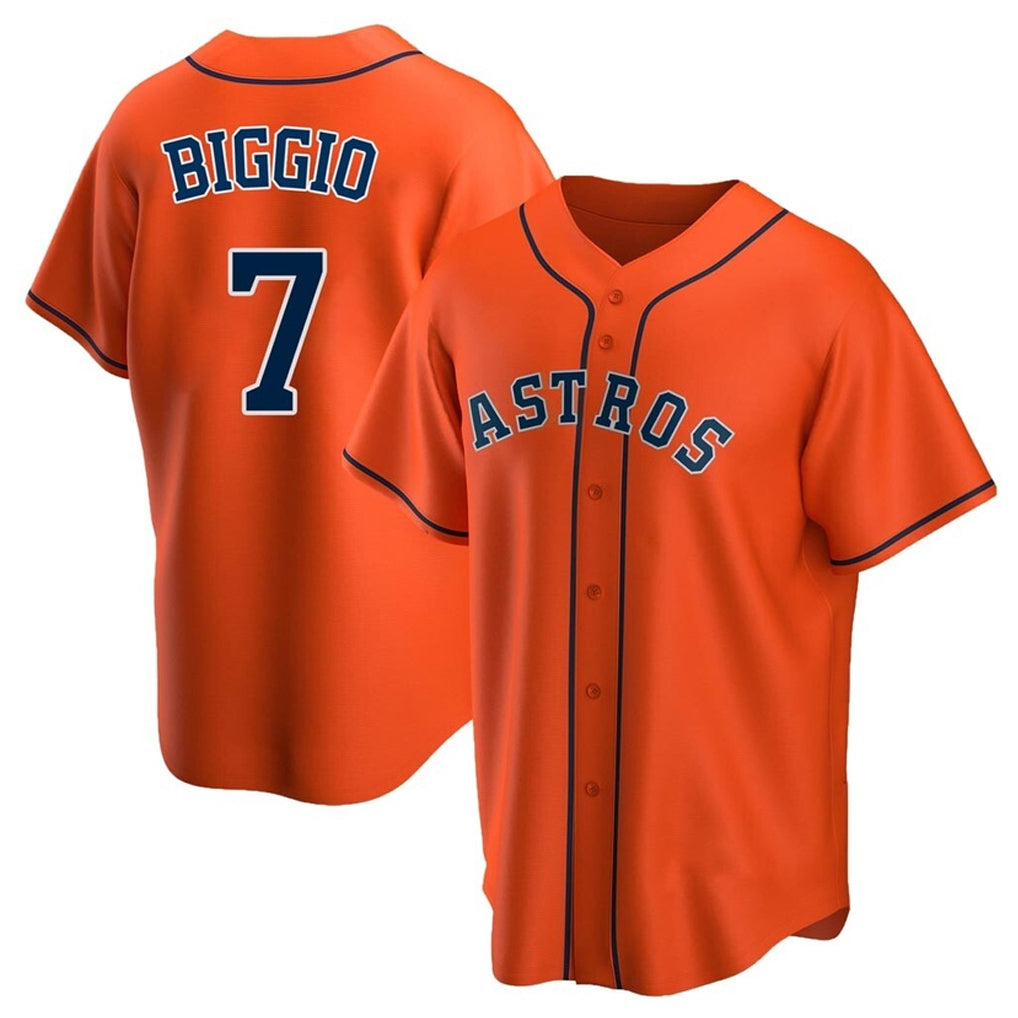 My Store H.Astros #7 Craig Biggio Player Orange Home Game Stitched Jerseys