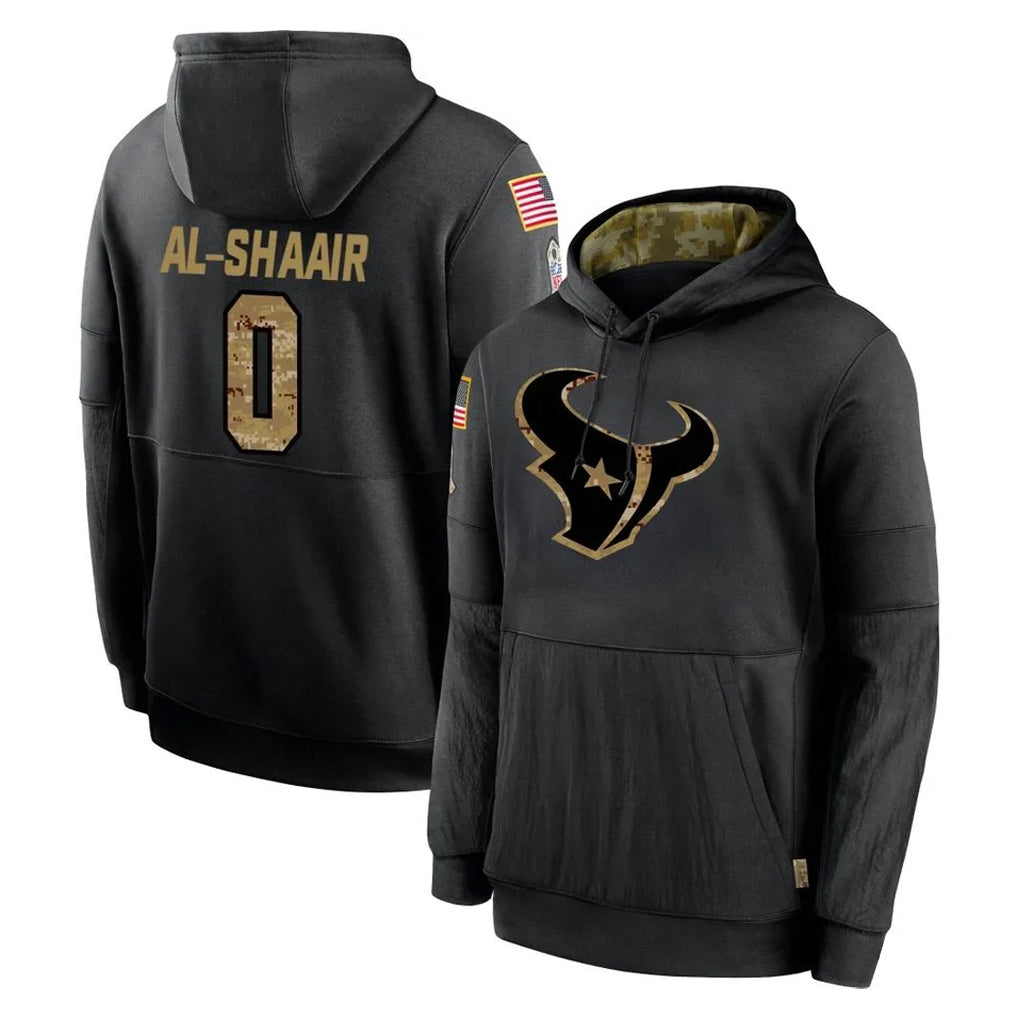 My Store H.Texans #0 Azeez Al-Shaair Player Black Salute to Service Hoodies Limited Game Stitched Jerseys