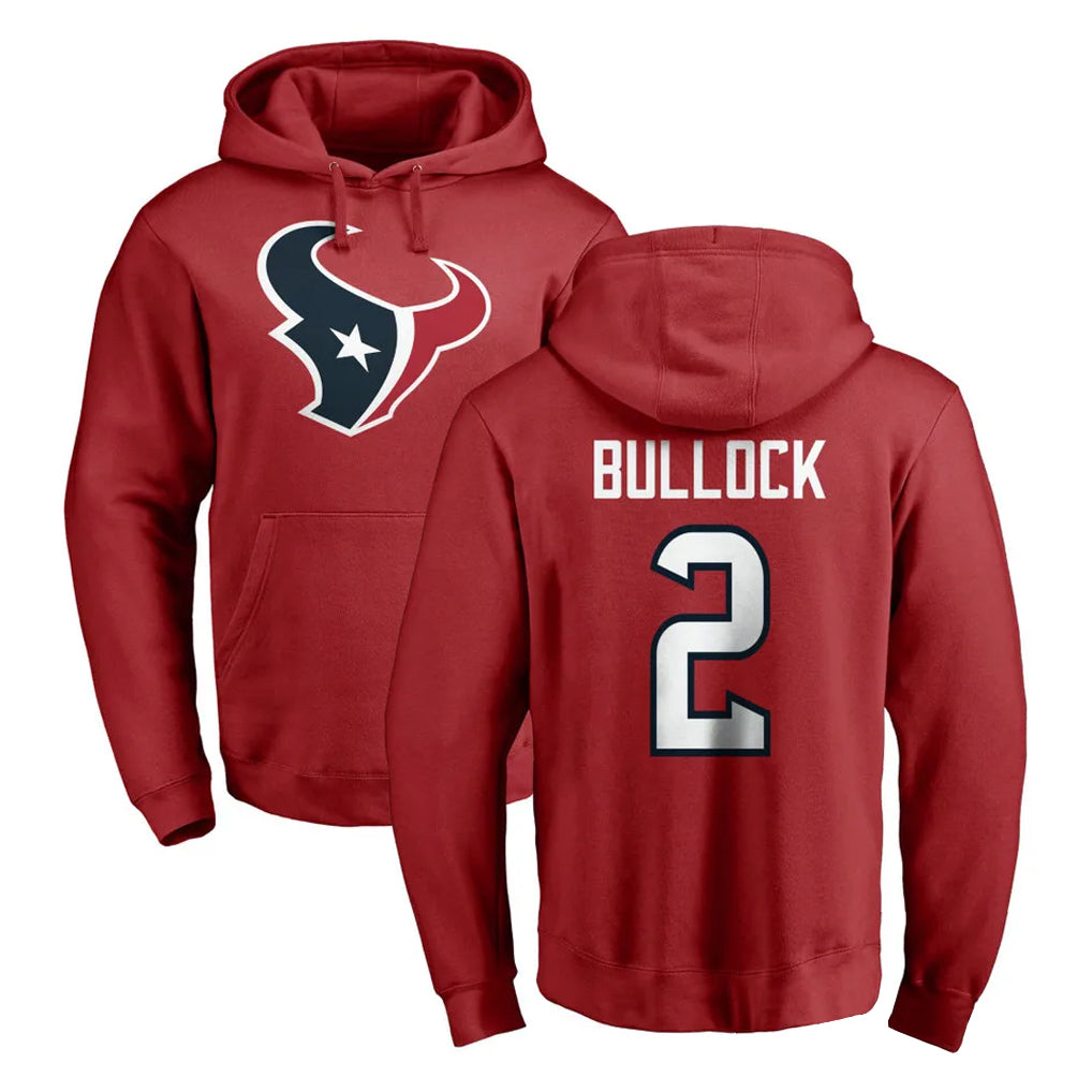 My Store H.Texans #2 Calen Bullock Player Red Pro Line Pullover Hoodie Limited Game Stitched Jerseys
