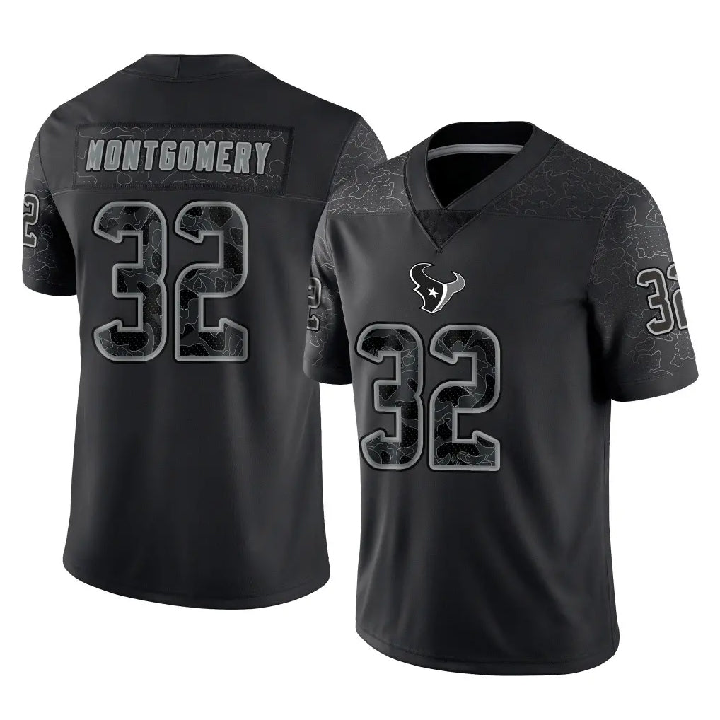 My Store H.Texans #32 David Montgomery Player Black Reflective Limited Game Stitched Jerseys