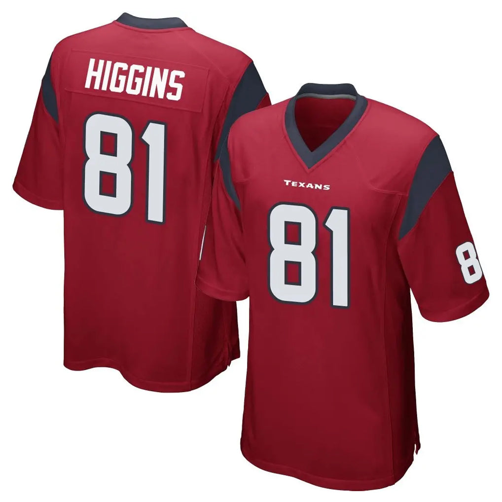 My Store H.Texans #81 Jayden Higgins Player Red Home Game Stitched Jerseys