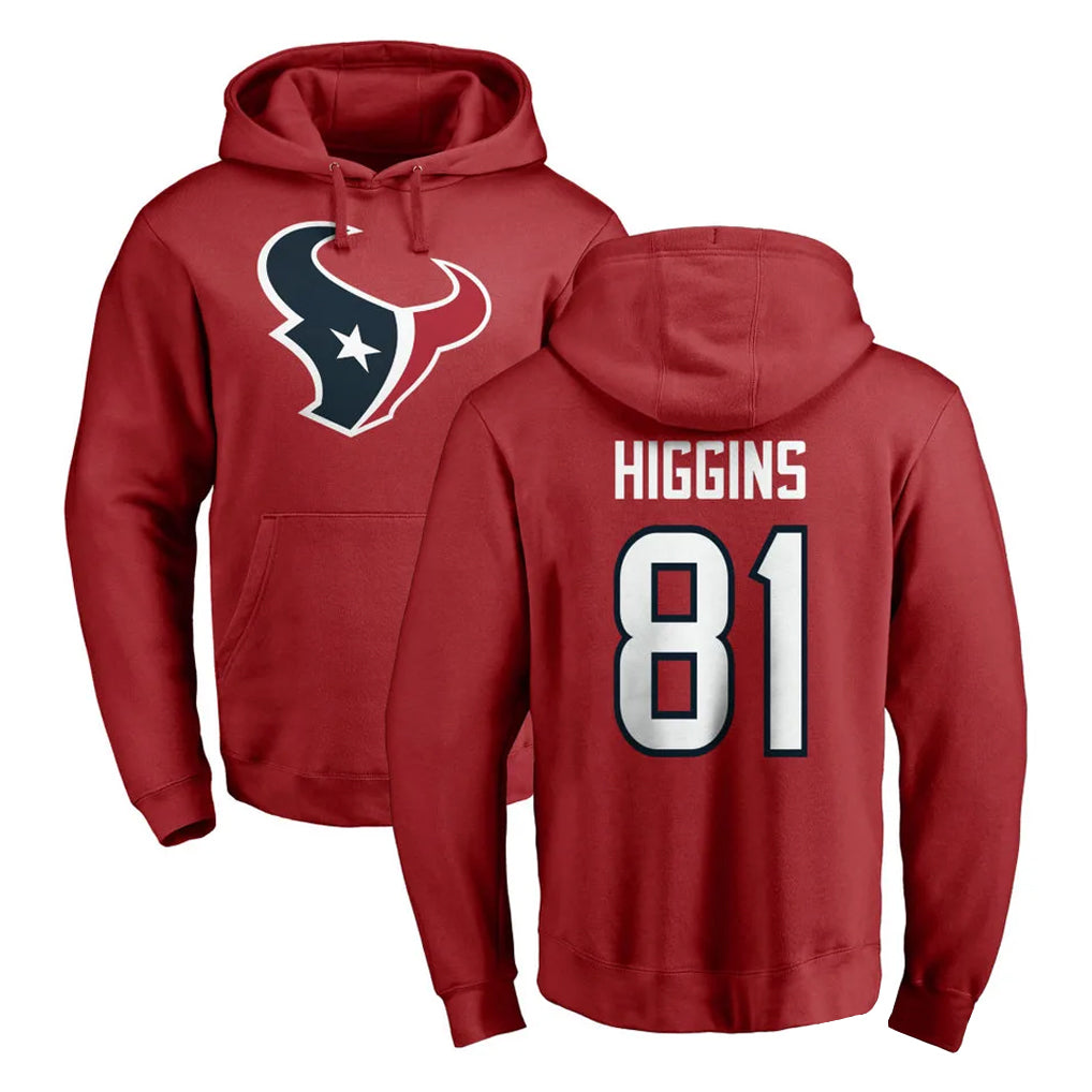 My Store H.Texans #81 Jayden Higgins Player Red Pro Line Pullover Hoodie Limited Game Stitched Jerseys