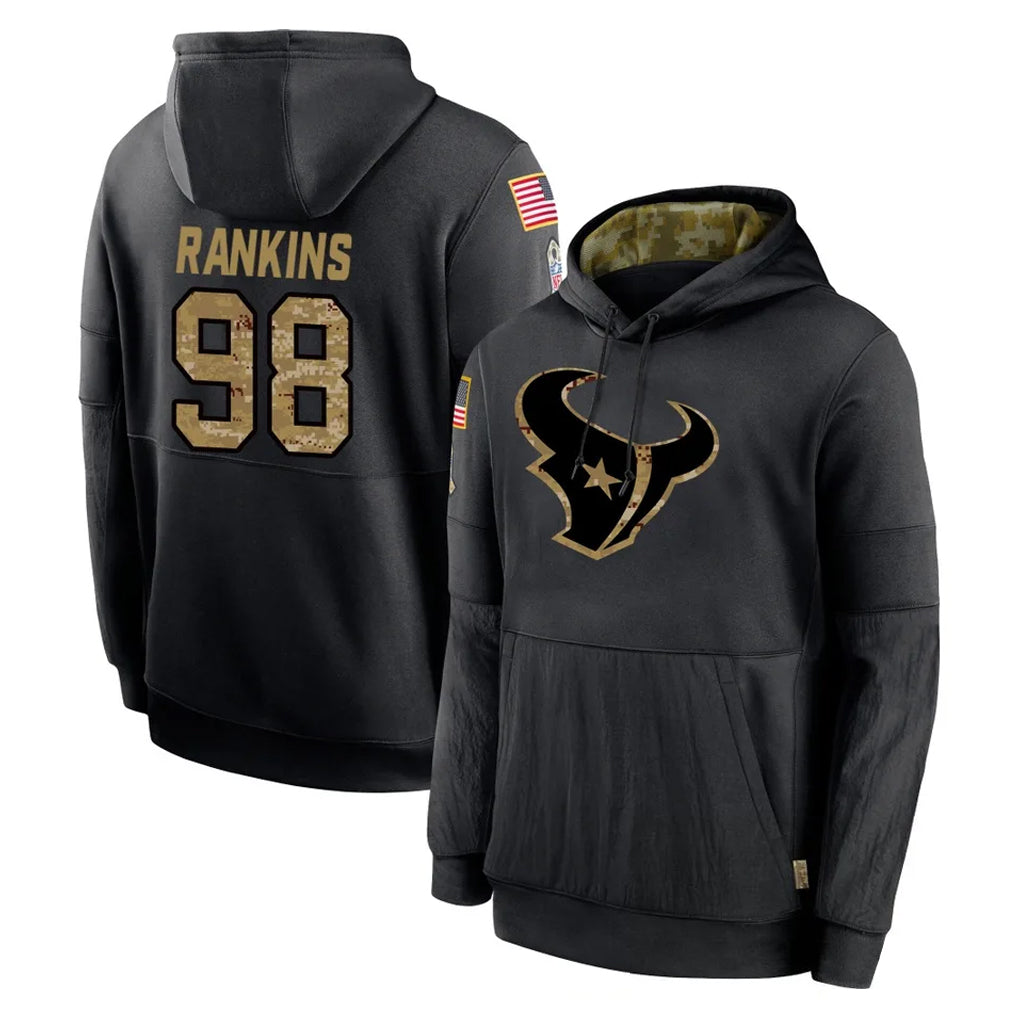 My Store H.Texans #98 Sheldon Rankins Player Black Salute to Service Hoodies Limited Game Stitched Jerseys