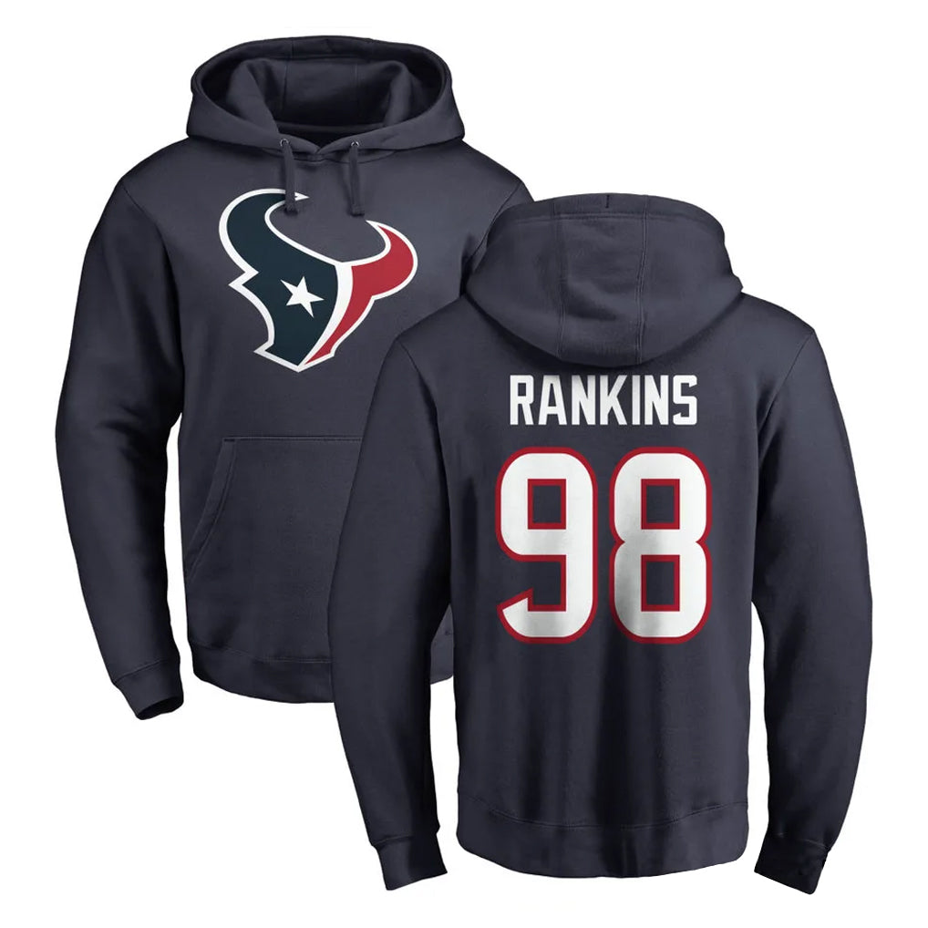 My Store H.Texans #98 Sheldon Rankins Player Navy Pro Line Pullover Hoodie Limited Game Stitched Jerseys