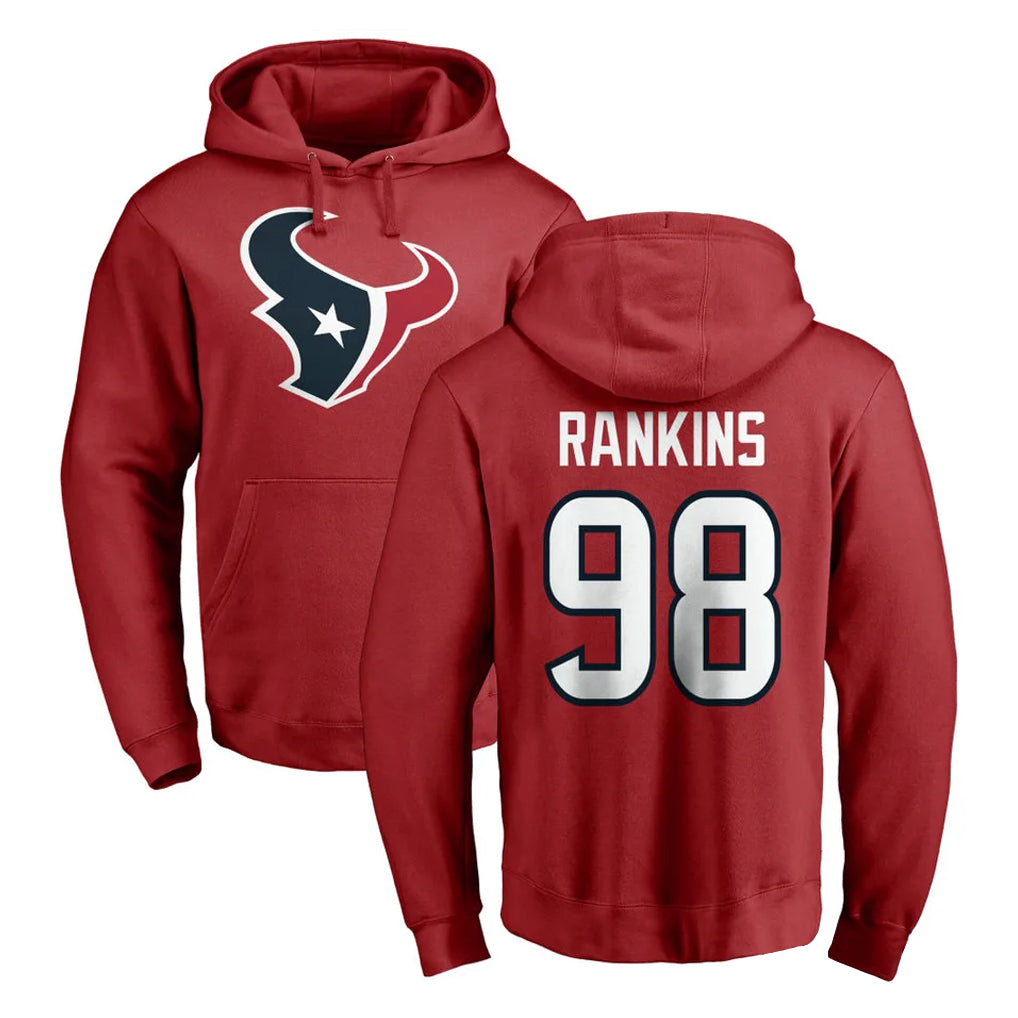 My Store H.Texans #98 Sheldon Rankins Player Red Pro Line Pullover Hoodie Limited Game Stitched Jerseys