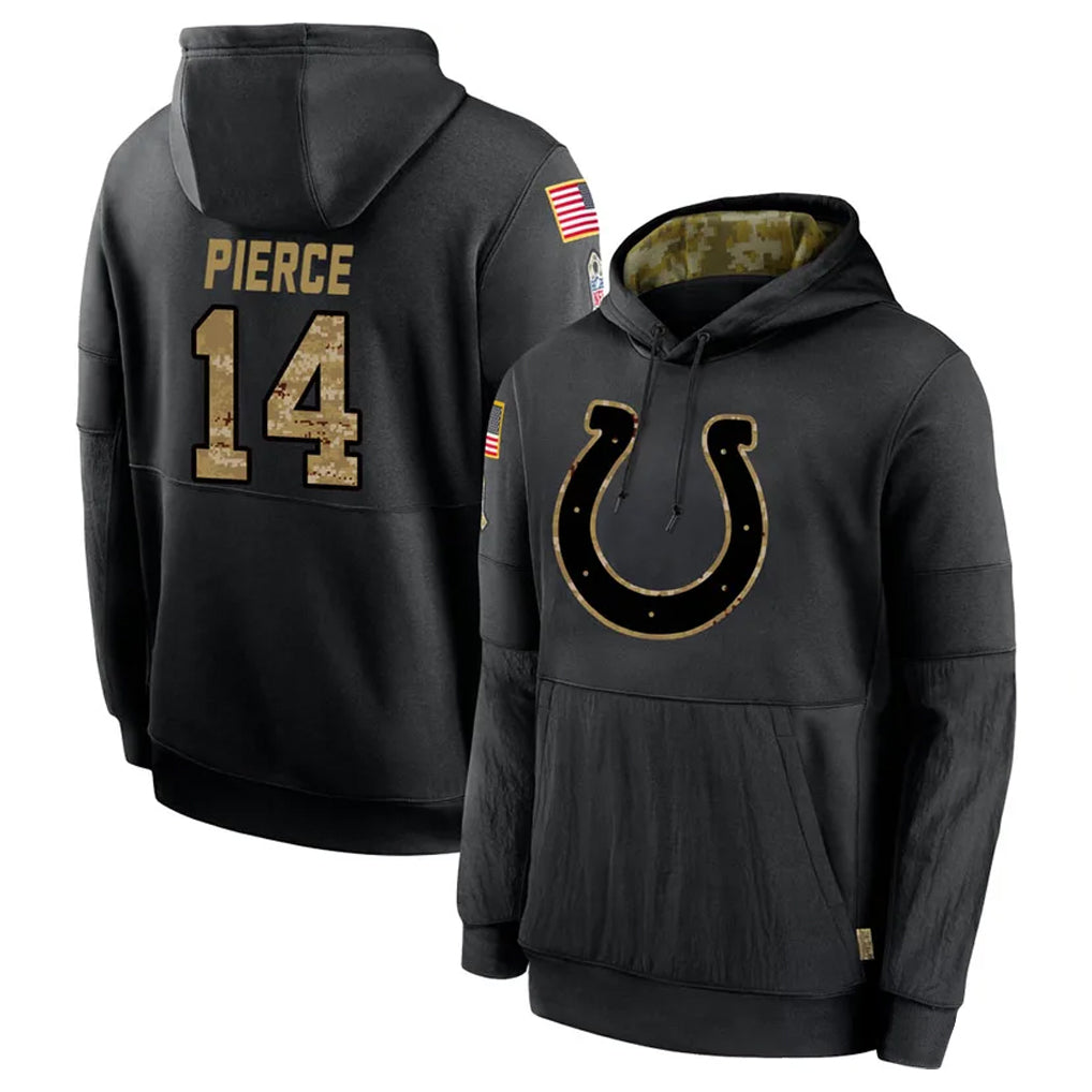My Store IN.Colts #14 Alec Pierce Player Black Salute to Service Hoodies Limited Game Stitched Jerseys