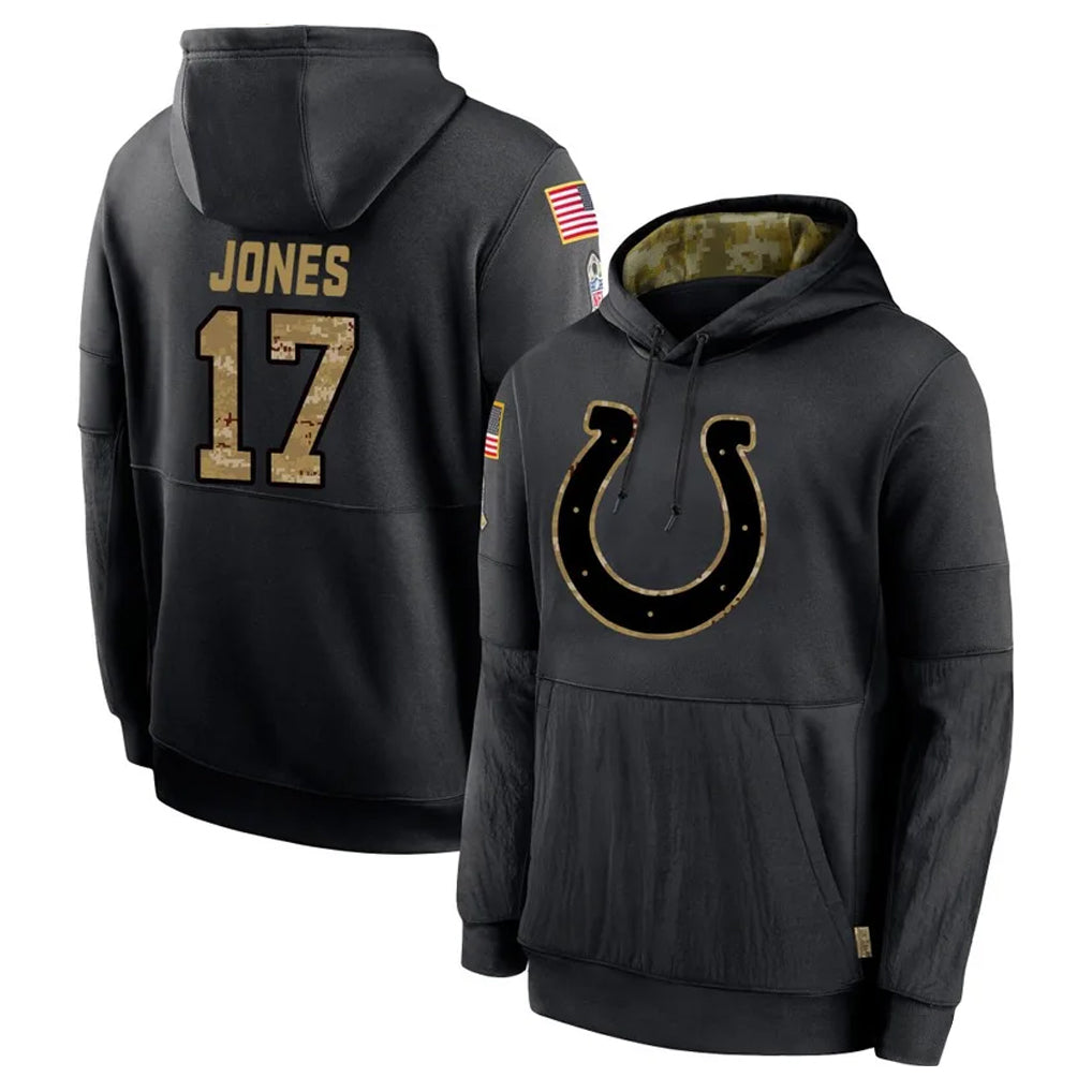 My Store IN.Colts #17 Daniel Jones Player Black Salute to Service Hoodies Limited Game Stitched Jerseys