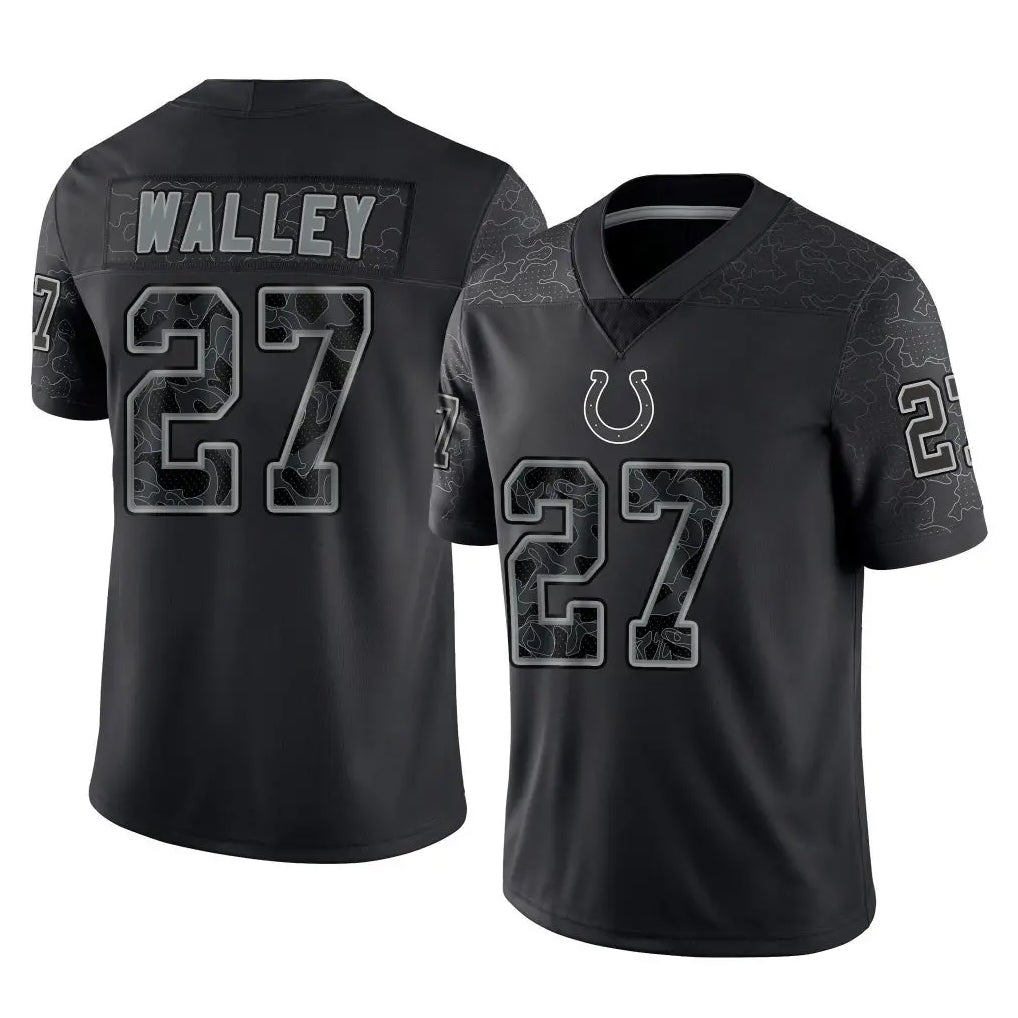 My Store IN.Colts #27 Justin Walley Player Black Reflective Limited Game Stitched Jerseys