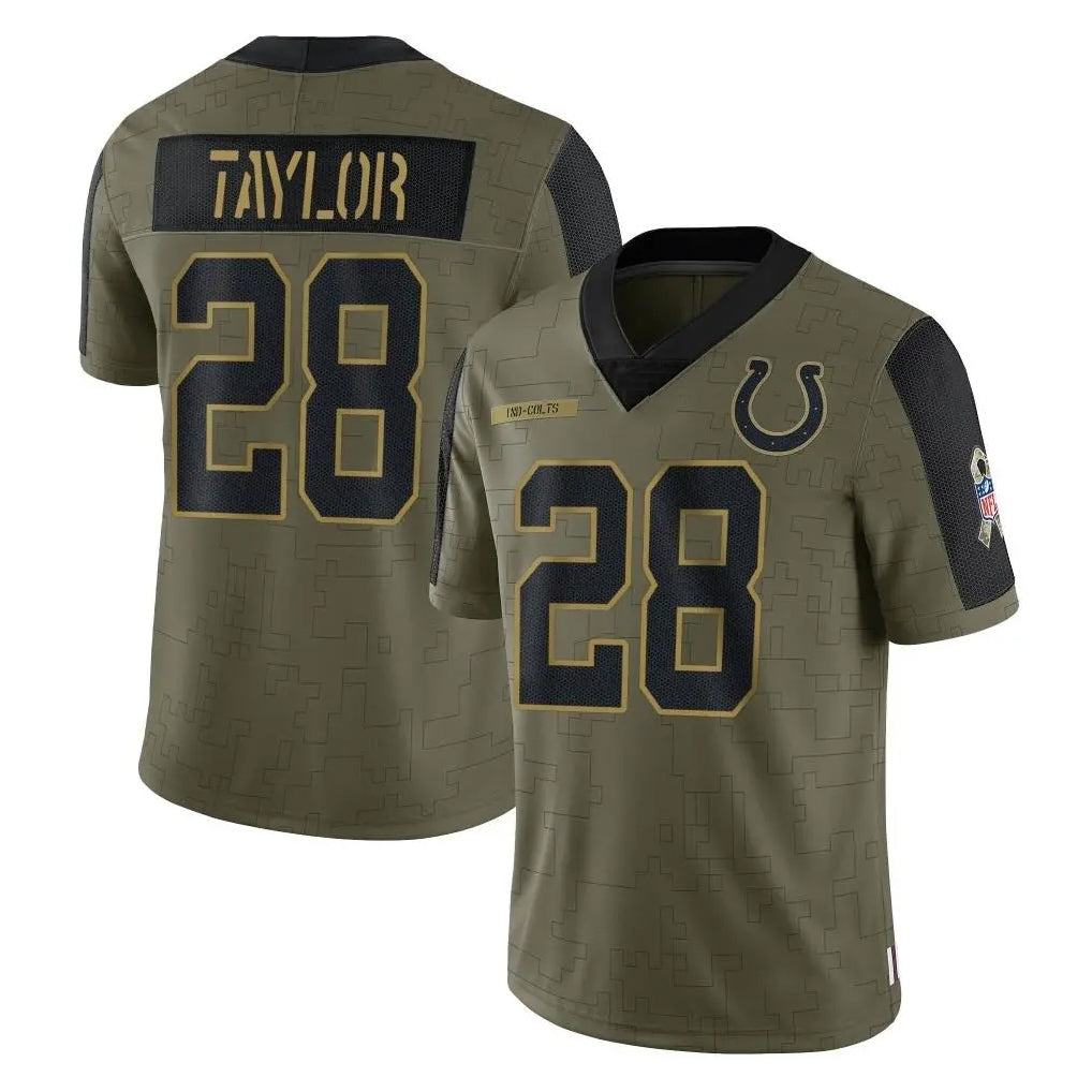 My Store IN.Colts #28 Jonathan Taylor Player Olive Salute To Service Limited Game Stitched Jerseys